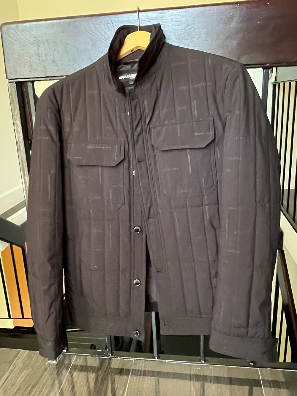 Karl Lagerfeld Men's Black Quilted Field Jacket